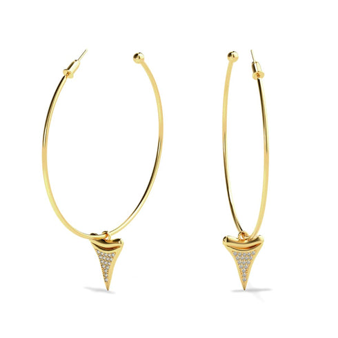 Boucles d'oreilles créoles à dents de requin par Lauren Howe | Or Vermeil .925 | Cristal